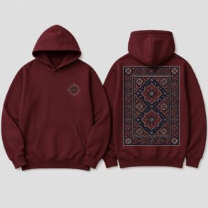 Ajrak Pattern Hoodie printed hoodie, front and back