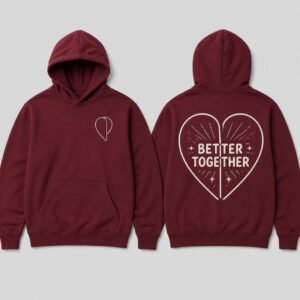 Better Together Heart Couple Hoodies printed hoodie, front and back
