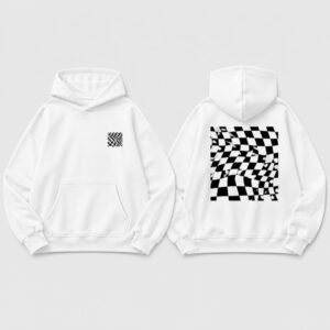 Checkerboard Hoodie printed hoodie, front and back