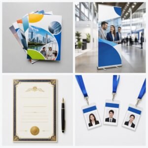 Coaching Centre & Academy Pack: Flyers, Roll-Up Standee, Certificates (A4), PVC ID Cards with Lanyards