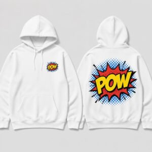 Comic POW Pop Art Hoodie printed hoodie, front and back