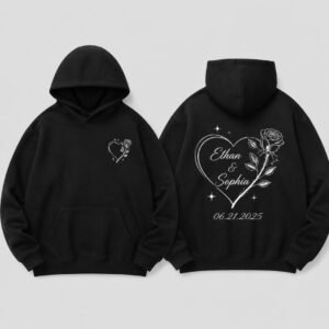 Custom Couple Hoodies printed hoodie, front and back