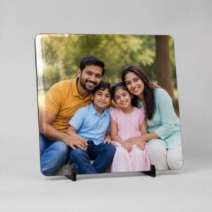 Photo frame panel with a family photo