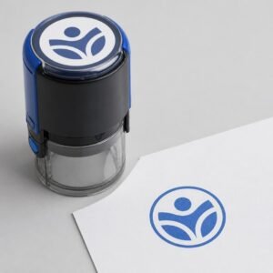 Self-inking rubber stamp and stamp impression