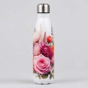 White water bottle with a floral print