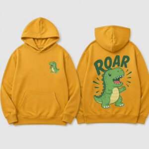 Dino Roar Kids Hoodie printed hoodie, front and back