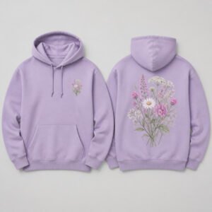 Floral Bloom Hoodie printed hoodie, front and back