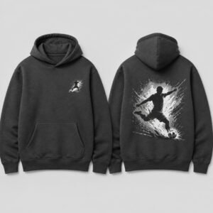 Football Strike Silhouette Hoodie printed hoodie, front and back