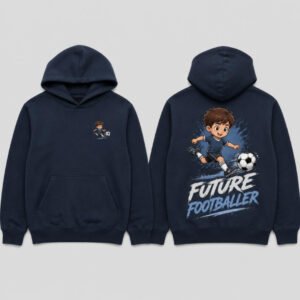 Future Footballer Kids Hoodie printed hoodie, front and back