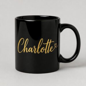 Golden Text Black Mug