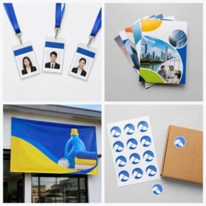 Gym & Fitness Pack: PVC ID Cards with Lanyards, Flyers, Panaflex Banner, Round Stickers