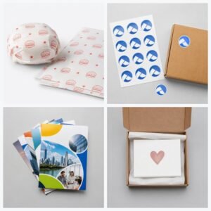 Home Kitchen & Food Delivery Pack: Custom Printed Butter Paper, Round Stickers, Flyers, Thank-You Cards