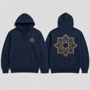 Islamic Geometric Pattern Hoodie printed hoodie, front and back