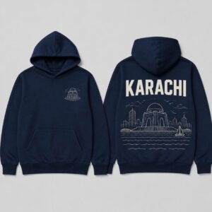 Karachi City Hoodie printed hoodie, front and back