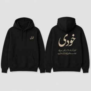 Khudi Iqbal Poetry Hoodie printed hoodie, front and back