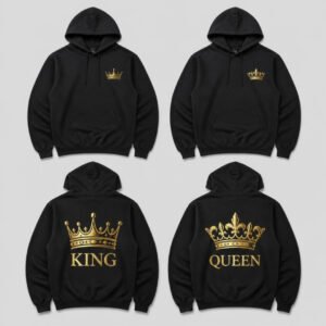 King and Queen Couple Hoodies printed hoodie, front and back