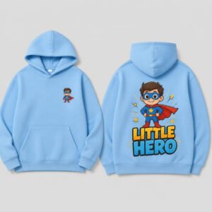 Little Superhero Kids Hoodie printed hoodie, front and back