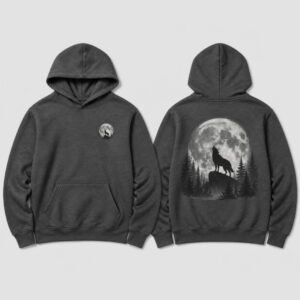 Lone Wolf Hoodie printed hoodie, front and back