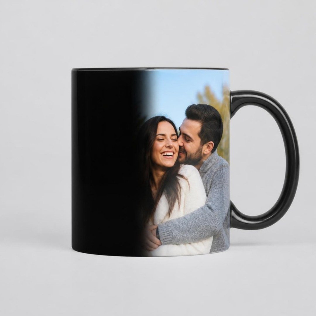 Black magic mug revealing a couple photo