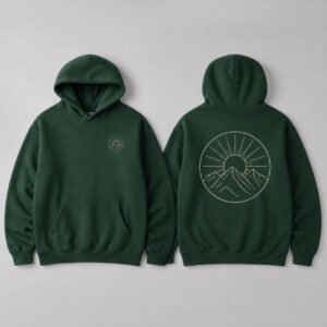 Minimal Mountains Hoodie printed hoodie, front and back