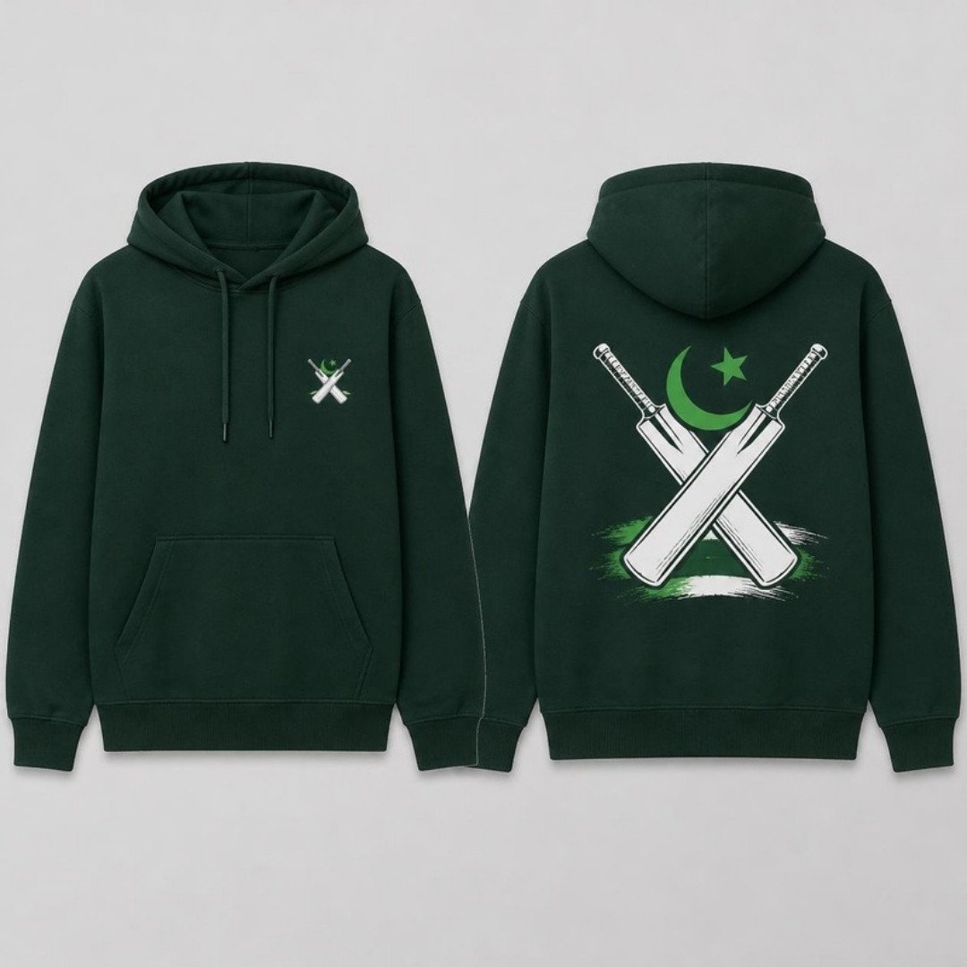 Pakistan Cricket Fan Hoodie printed hoodie, front and back