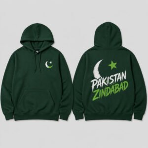 Pakistan Zindabad Hoodie printed hoodie, front and back