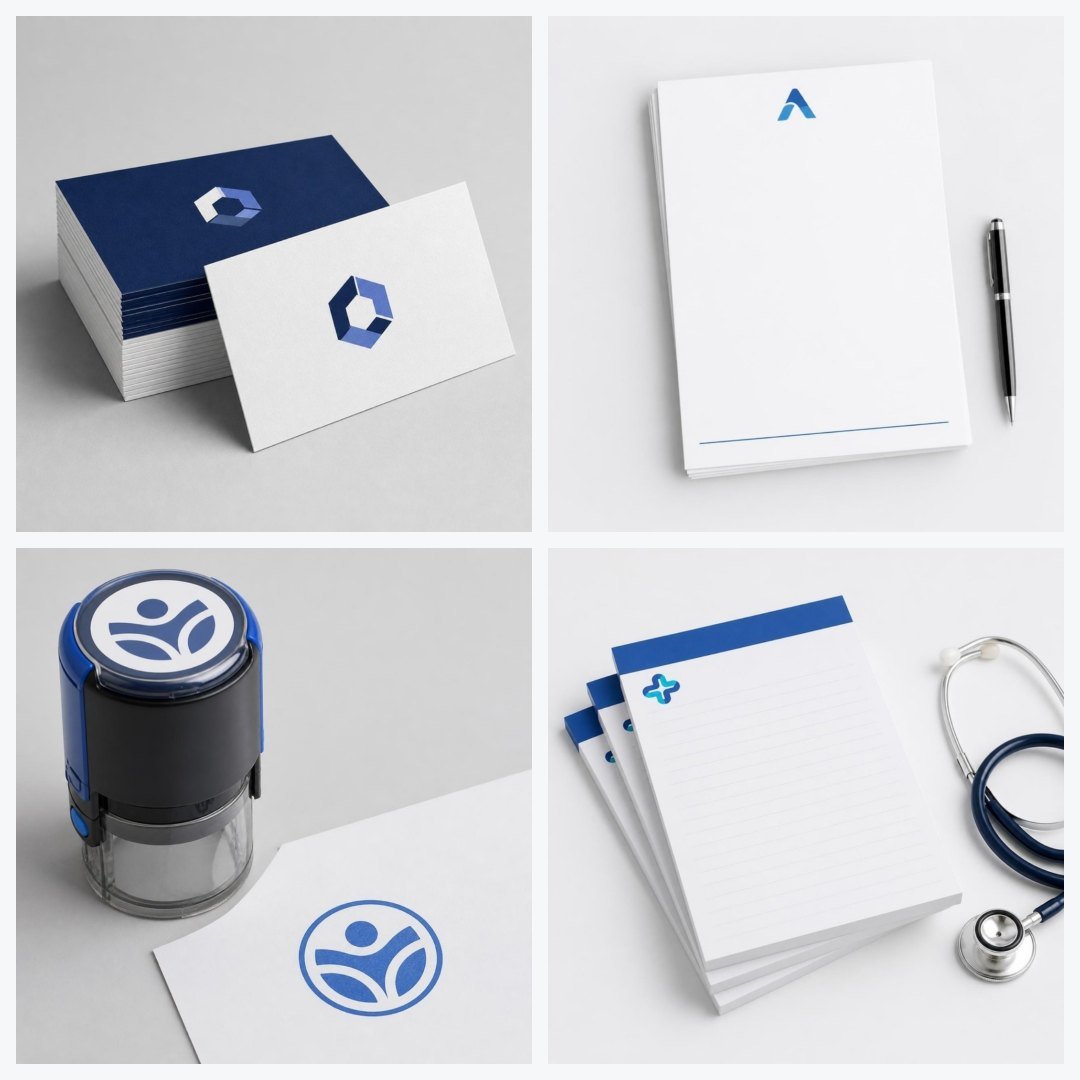 Freelancer & Startup Starter Pack: Business Cards, Letterheads (A4), Custom Rubber Stamp, Branded Notepads (A5)