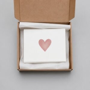 Thank-you card in a mailer box
