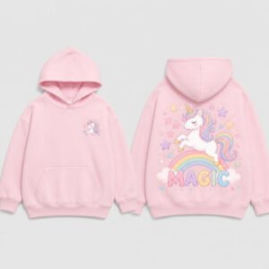 Unicorn Magic Kids Hoodie printed hoodie, front and back
